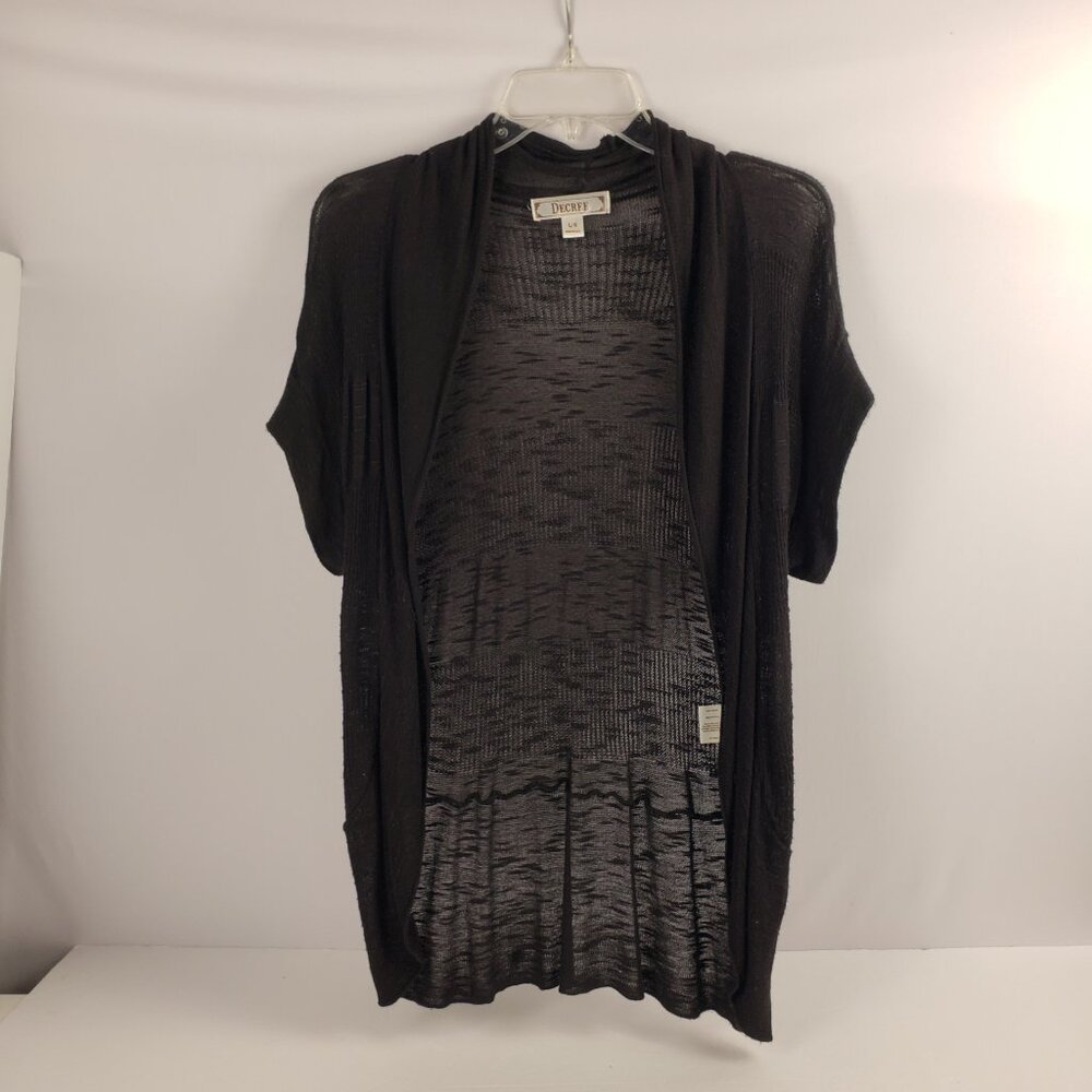 Decree Large Black Cardigan Short Sleeve Shrug Womens Sweater